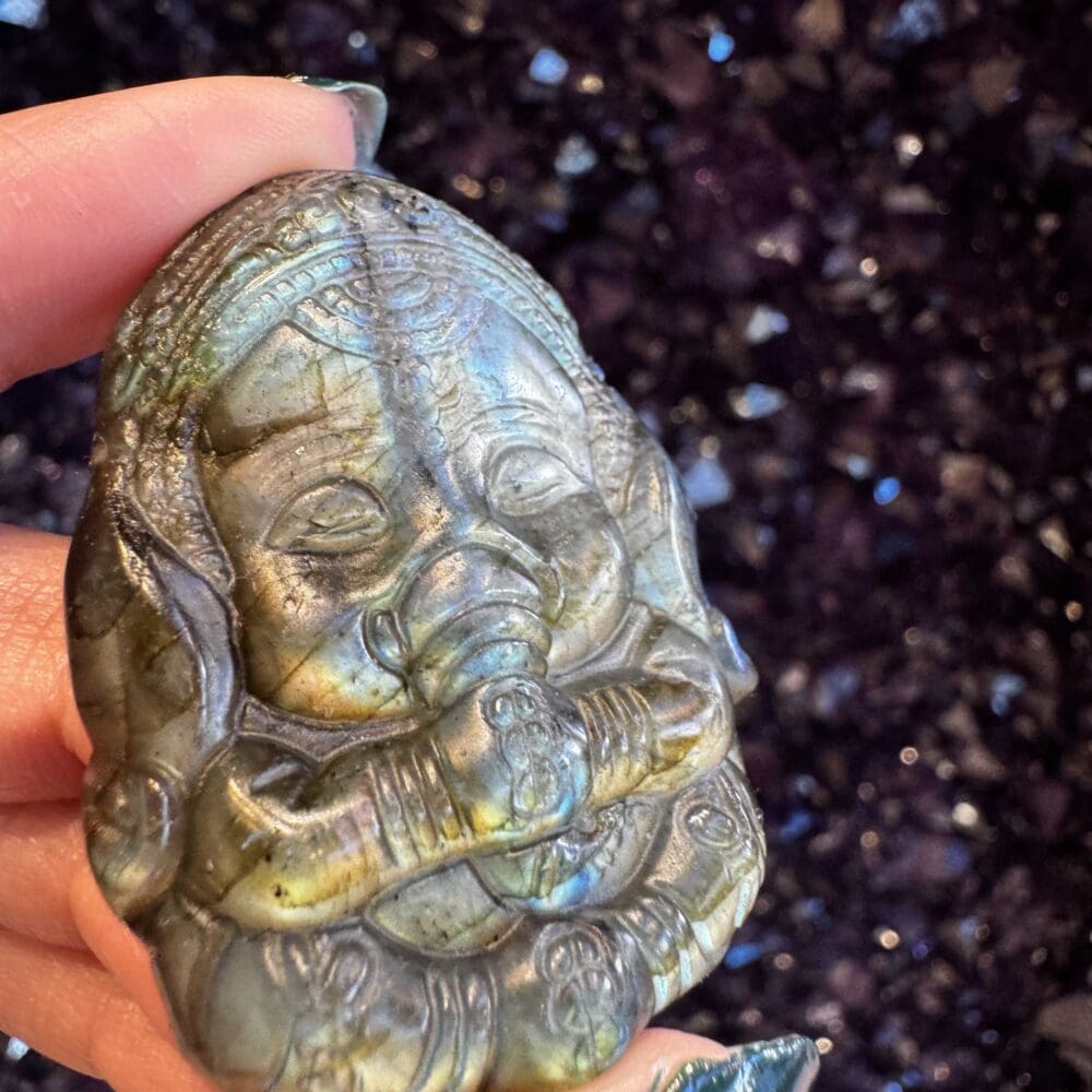 Labradoriet carving Ganesha #406