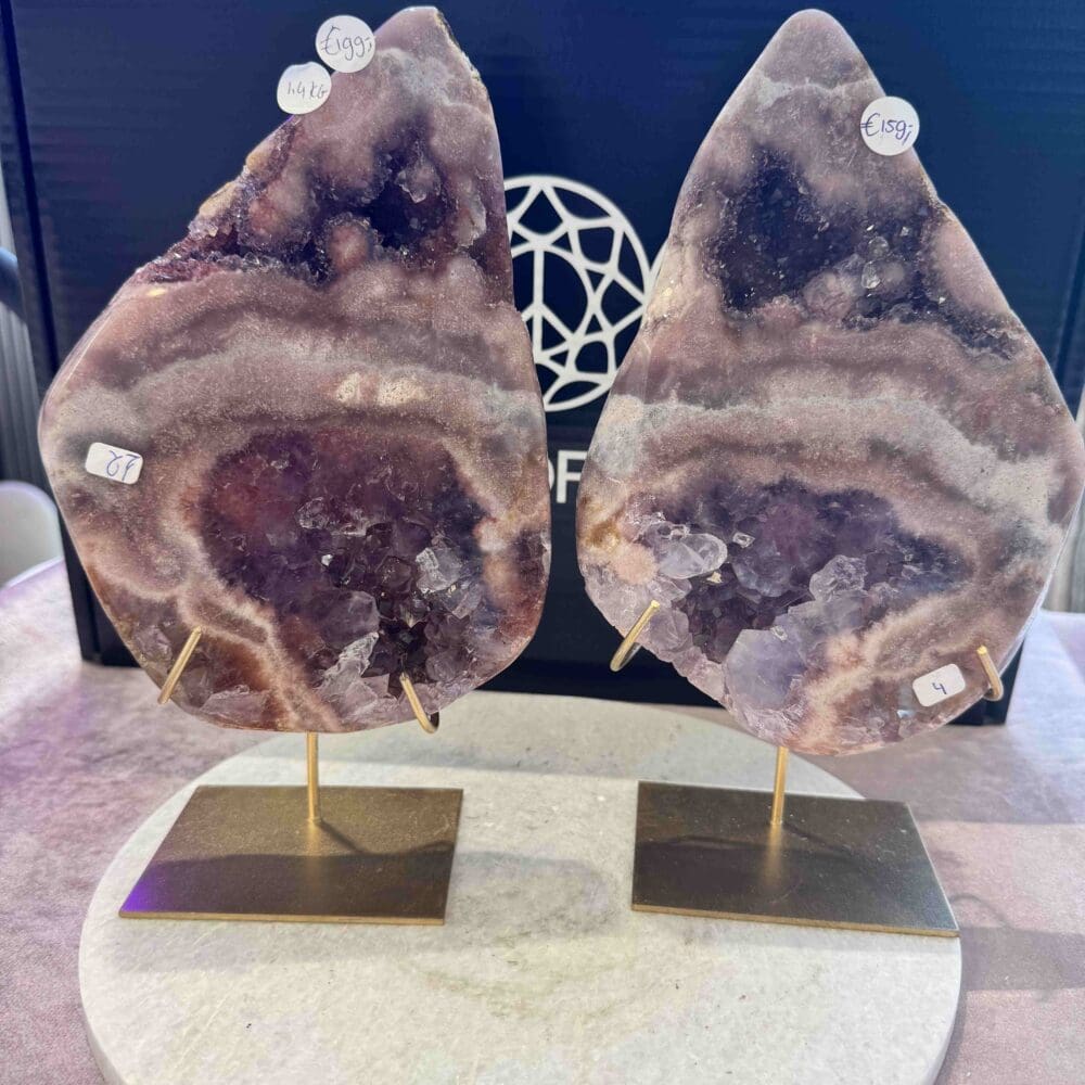 Set: "The sisters" Roze Amethist slabs (eyecatcher!)