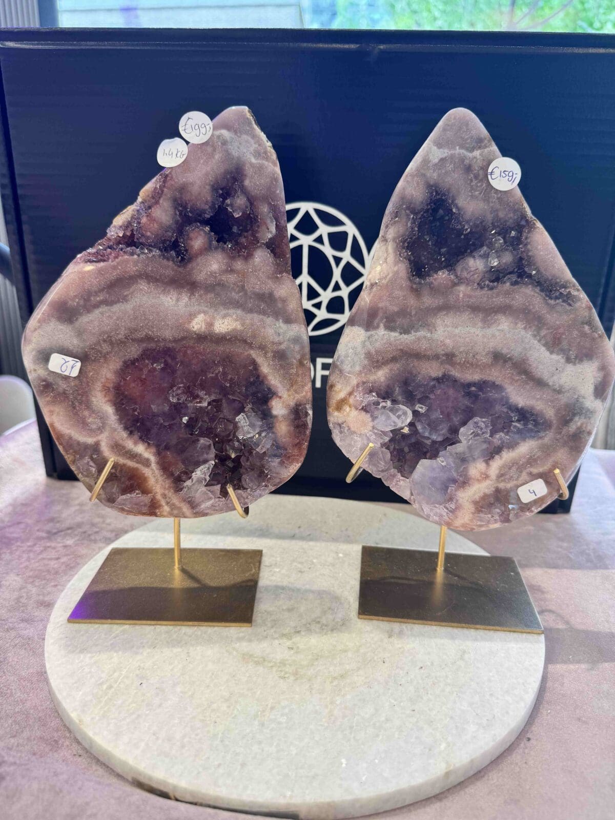 Set: "The sisters" Roze Amethist slabs (eyecatcher!)