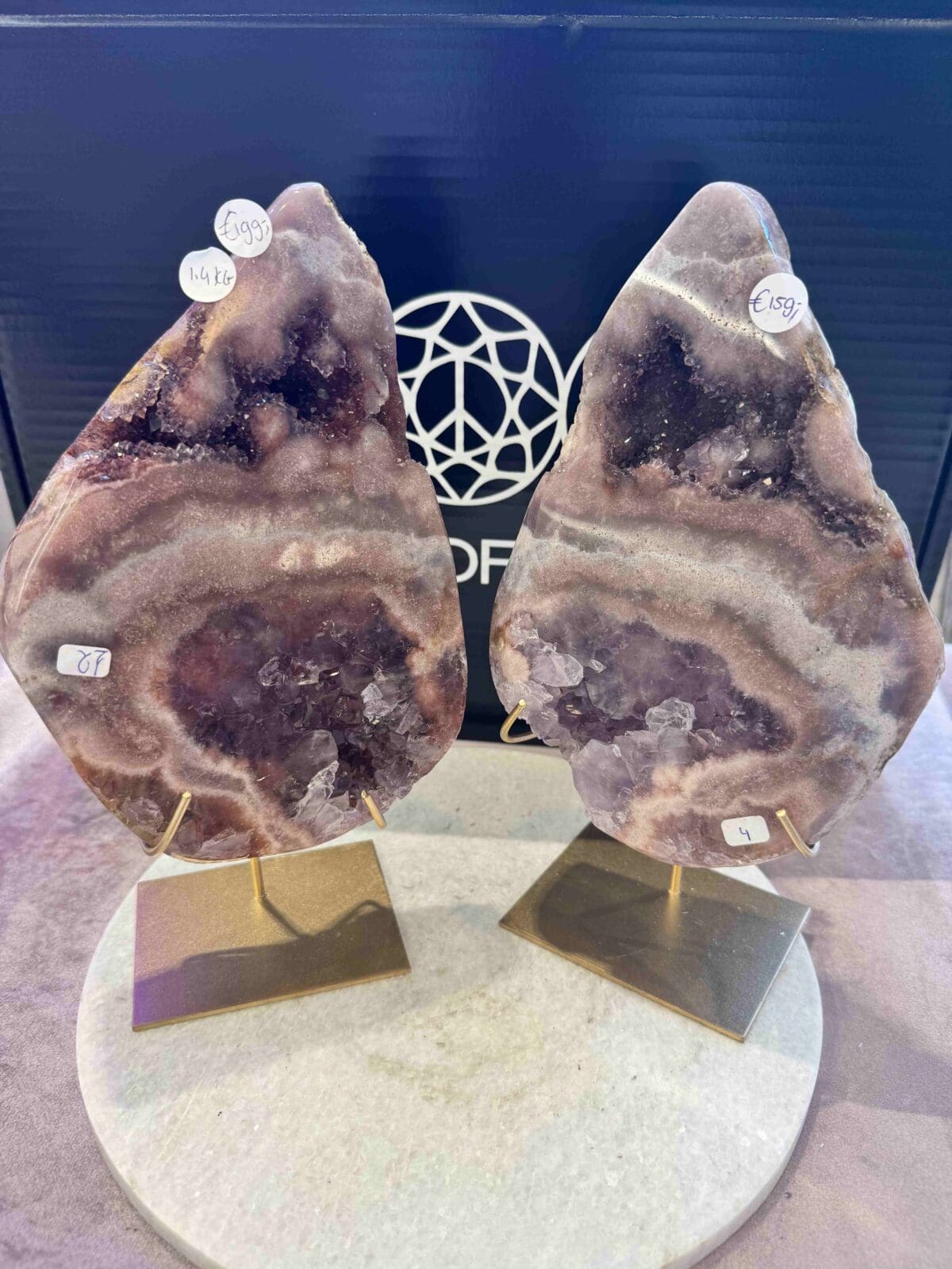 Set: "The sisters" Roze Amethist slabs (eyecatcher!) - Afbeelding 9