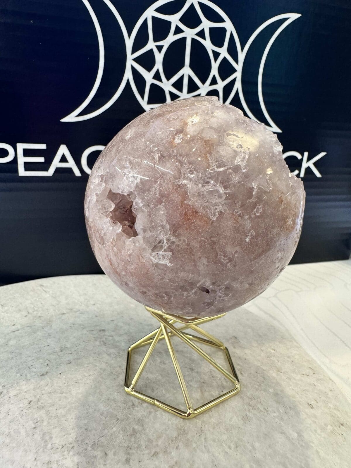 Roze Amethist sphere/bol (⌀8cm) - Afbeelding 2