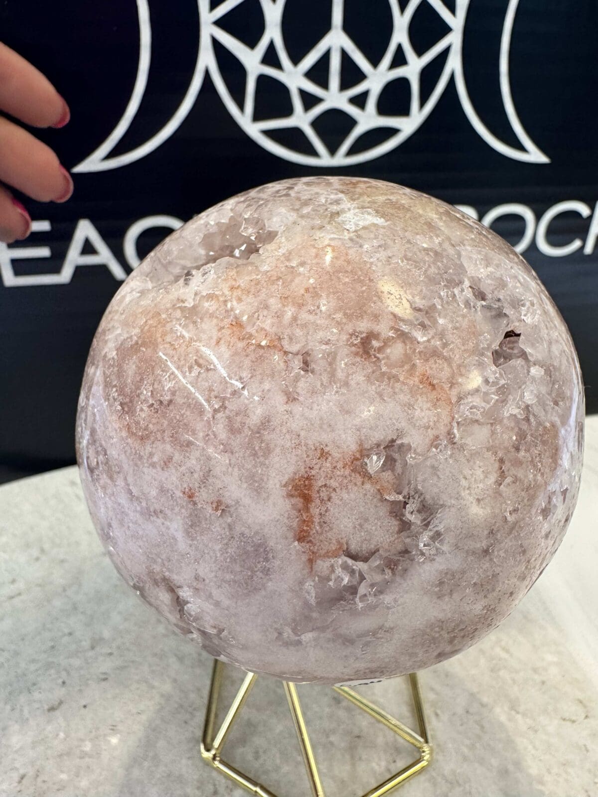 Roze Amethist sphere/bol (⌀8cm) - Afbeelding 7