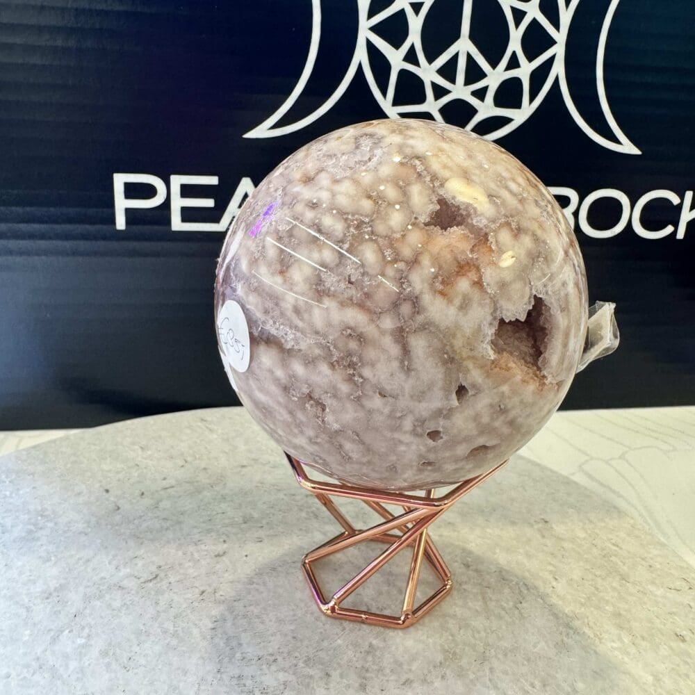 Roze Amethist met Bloem Agaat sphere/bol (⌀7cm)