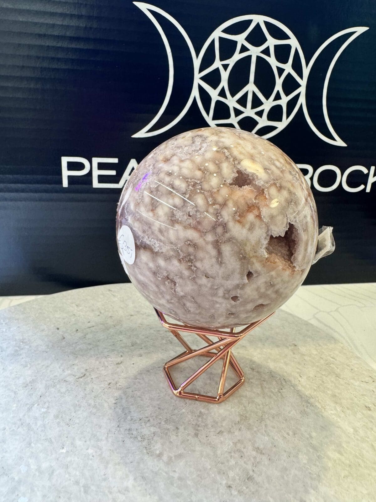 Roze Amethist met Bloem Agaat sphere/bol (⌀7cm)