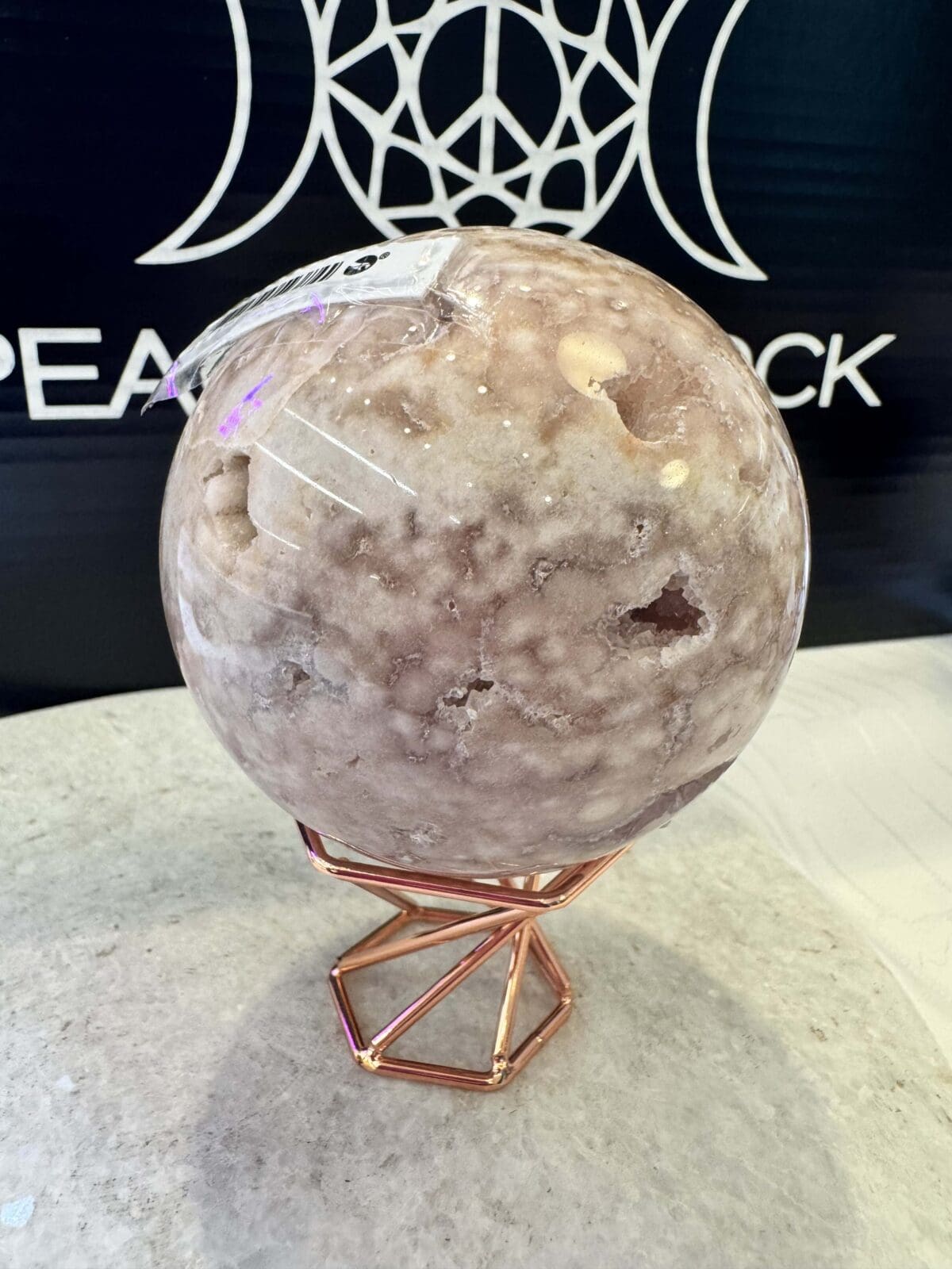 Roze Amethist met Bloem Agaat sphere/bol (⌀7cm) - Afbeelding 5