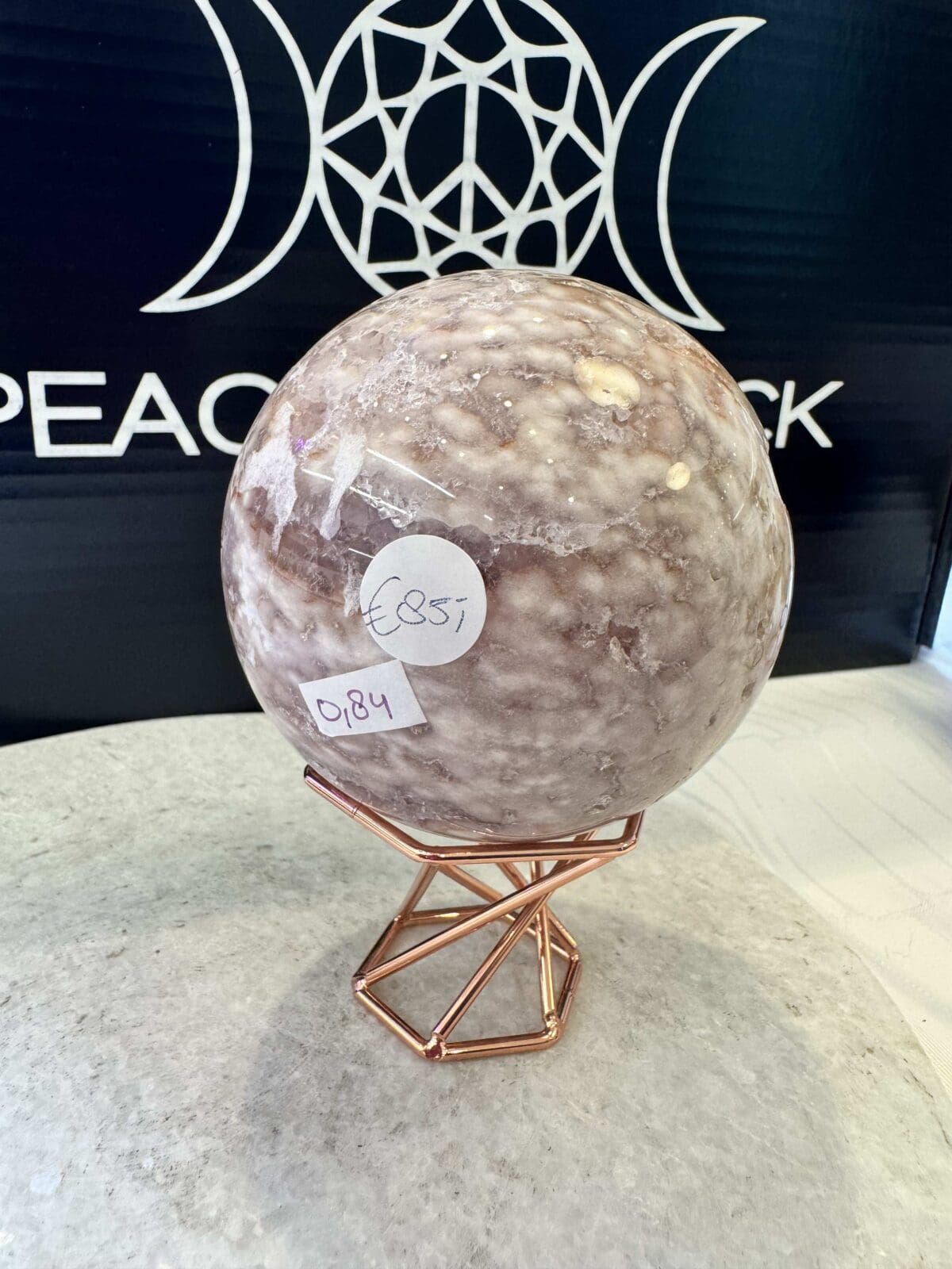 Roze Amethist met Bloem Agaat sphere/bol (⌀7cm) - Afbeelding 6